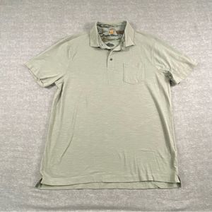 Tailor Vintage Mens Olive Green Short Sleeve Pocketed Polo‎ Size Large